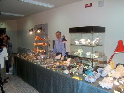 Giuseppe Baldizzone in una mostra di minerali