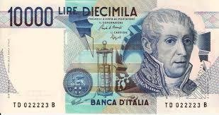 Alessandro Volta sulla banconota da 10000 lire