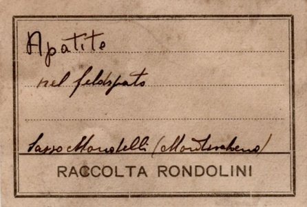 label di un campione della collezione Rondolini